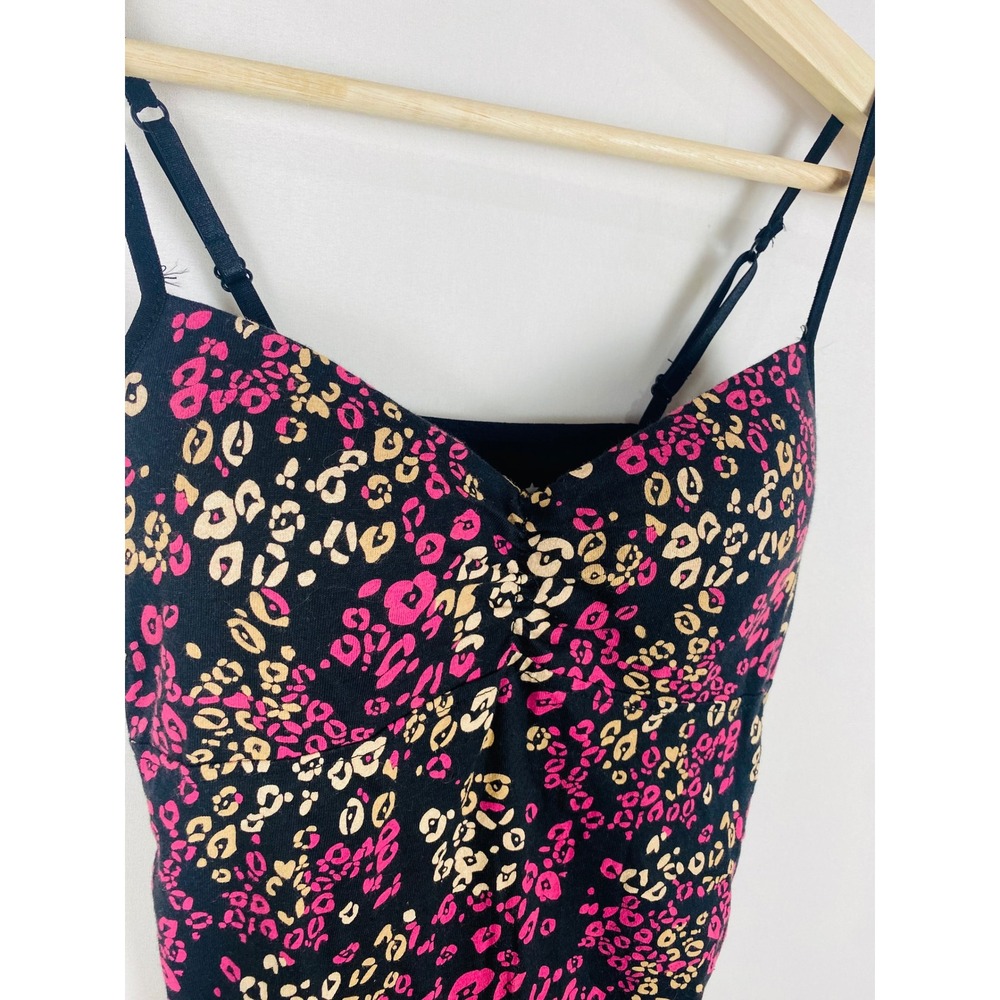 Vintage Y2K Lei Pink Leopard Print Camisole Top Built-in Bra Tank Top Small - Picture 3 of 5